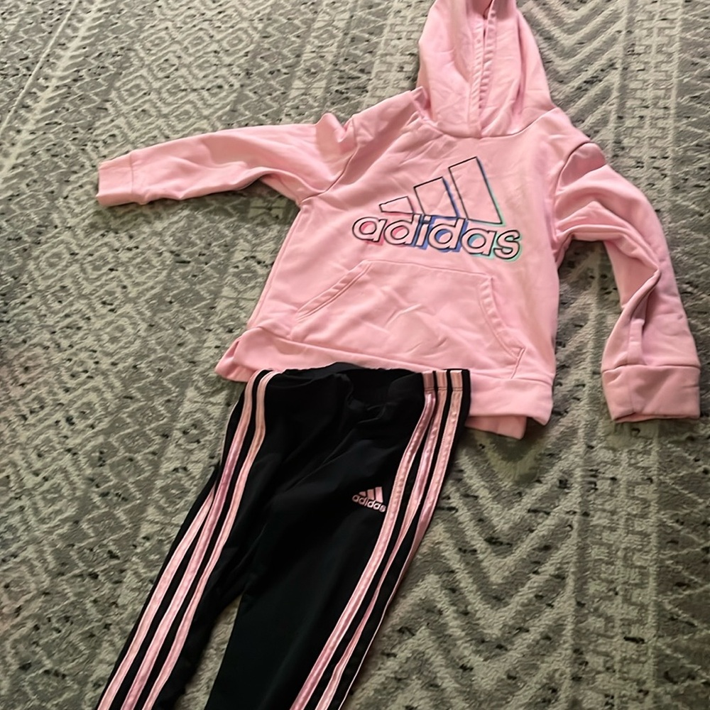 Adidas black and pink used sweatshirt and pants used